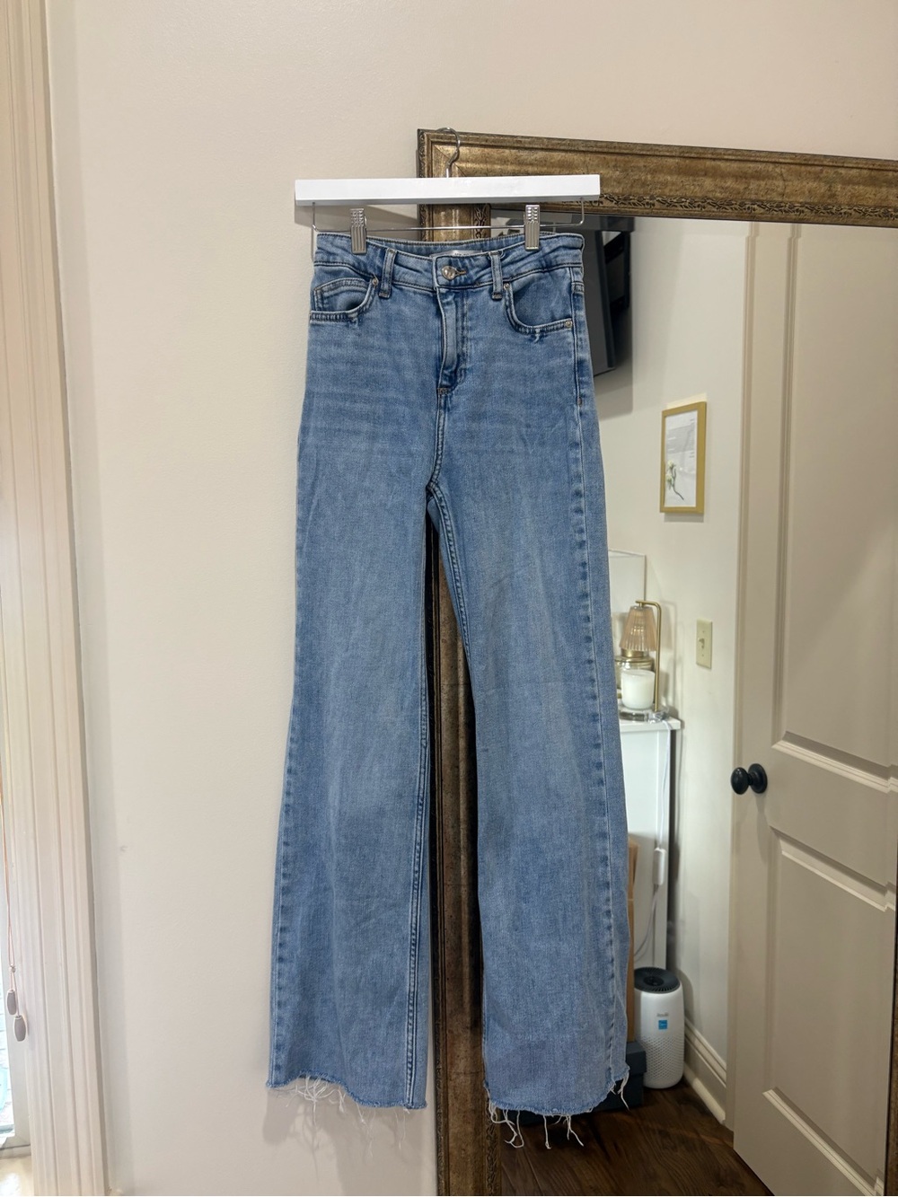 Zara Light Blue High-Rise Wide Leg Jeans